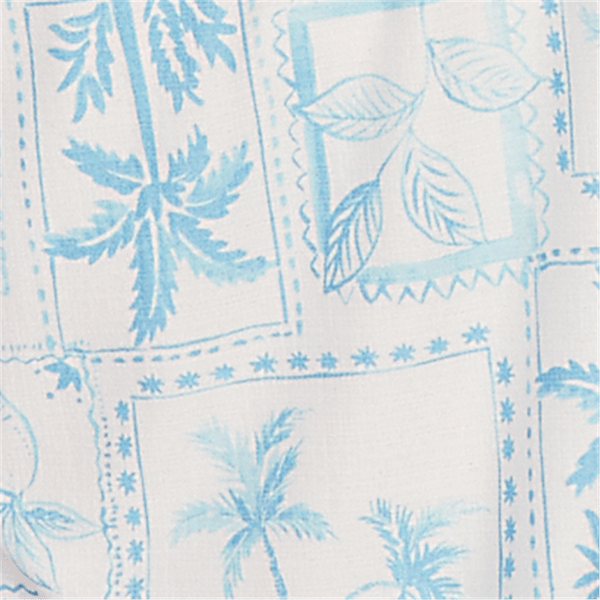 Petite Hearts of Palm Aqua Fresh Postcard Tropical Blouse