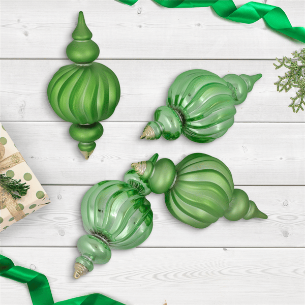 Northlight 4ct. Green 2-Finish Shatterproof Christmas Ornaments - image 