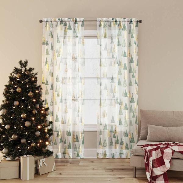Holiday Balsam Rod Pocket Panel Curtain - image 
