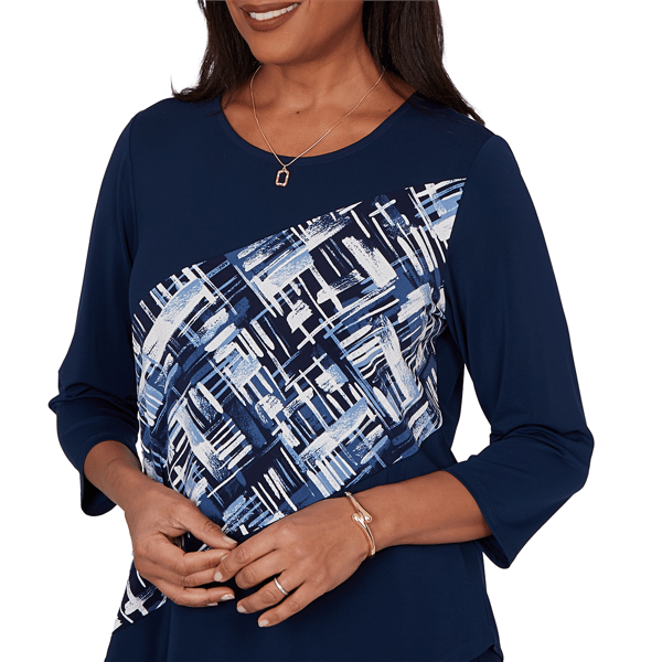 Womens Alfred Dunner Classics Diagonal Abstract Blouse
