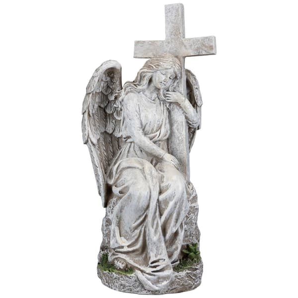 Northlight Seasonal Angel With Cross Memorial Statue