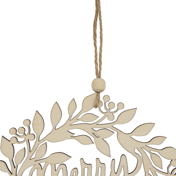 Northlight 8in. Natural "Merry Christmas" Wooden Wreath Ornament