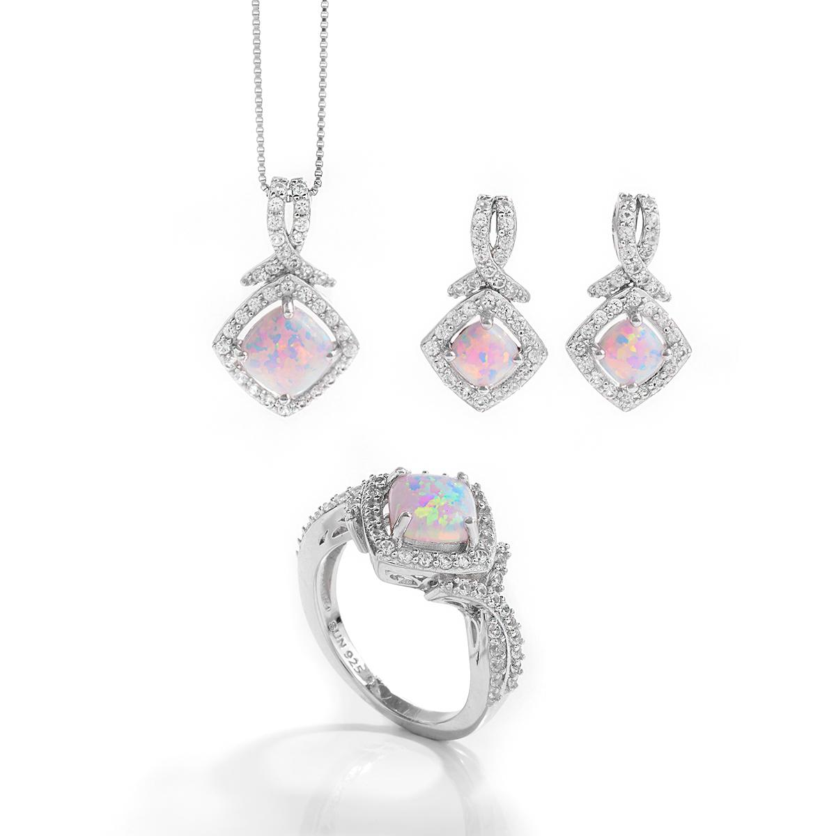 Gemstone Classics™ 3pc. Created Opal Sterling Silver Set