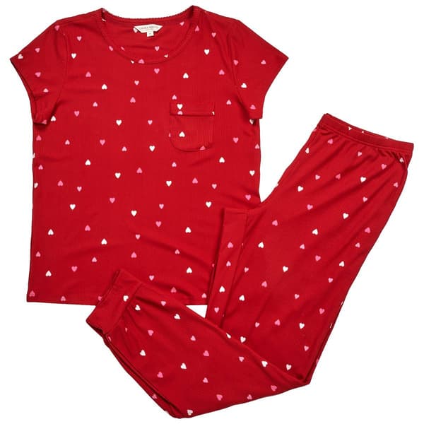 Womens Laura Ashley Short Sleeve Hearts Pajama Set