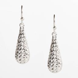 Design Collection Silver-Tone Textured Drop Earrings