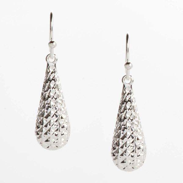 Design Collection Silver-Tone Textured Drop Earrings - image 