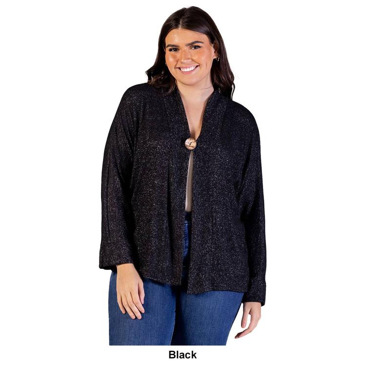 Plus Size 24/7 Comfort Apparel Single Button Front Cardigan