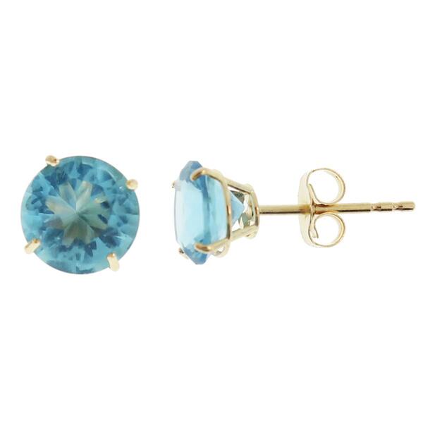 Gemstone Classics&#40;tm&#41; 14kt. Gold Created Aquamarine Stud Earrings - image 