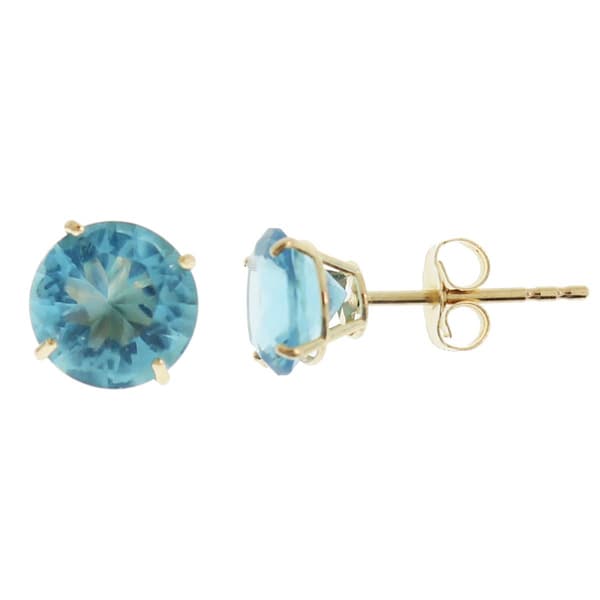 Gemstone Classics(tm) 14kt. Gold Created Aquamarine Stud Earrings - image 