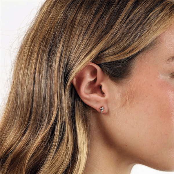 Brilliant Grown Lab-Grown Diamond Accent Cross Stud Earrings