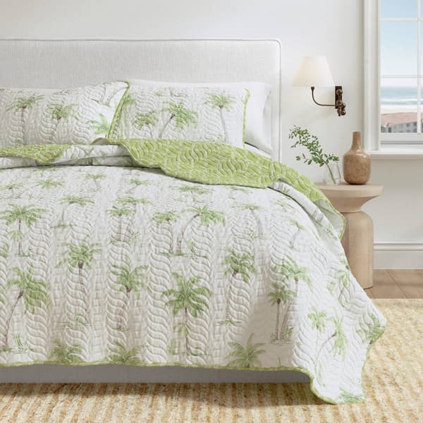 FreshFolds Coronado 3pc. Reversible Coastal Palm Tree Quilt Set - image 
