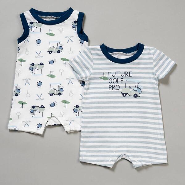 Baby Boy &#40;NB-9M&#41; Chick Pea&#40;R&#41; 2pk. Future Golf Pro Golf Rompers - image 