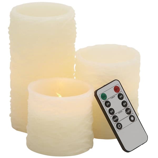 9th & Pike(R) Cylindrical Wax Cream Flameless LED Candle - Set Of 3 - image 