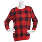 Womens Emily Daniels Long Sleeve Buffalo Check Crew Neck Top - image 1
