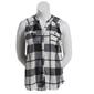 Plus Size New York Laundry Sleeveless Plaid Shirt - Black/Vanilla - image 1