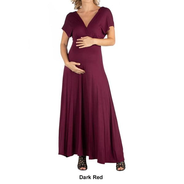 Plus Size 24/7 Comfort Apparel Maxi Maternity Empire Waist Dress