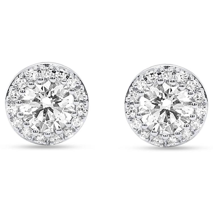 Nova Star® Sterling 1ctw. Lab Grown Diamond Halo Stud Earrings