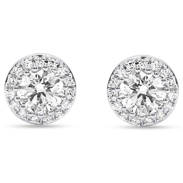 Nova Star® Sterling 1ctw. Lab Grown Diamond Halo Stud Earrings