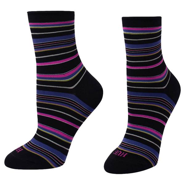 Womens HUE(R) Stripe Crop Jean Crew Socks - image 
