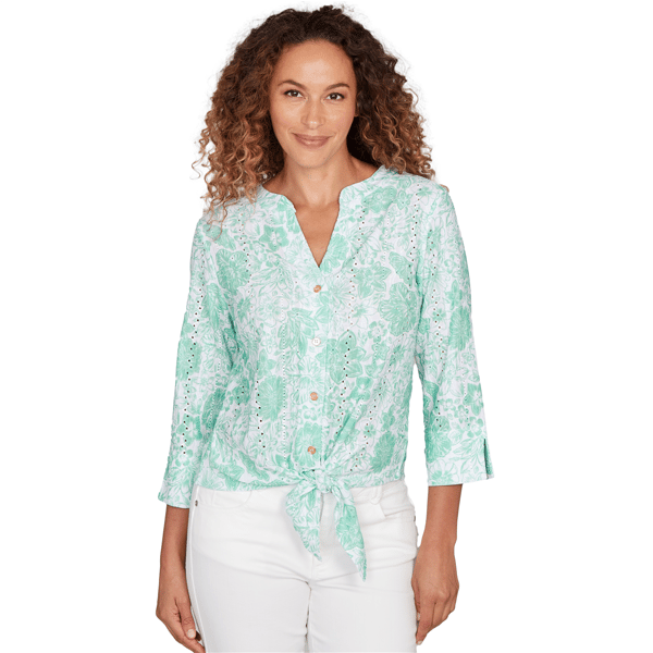 Womens Heart''s of Palm All Sun And Games Printed Eyelet Gauze Ti