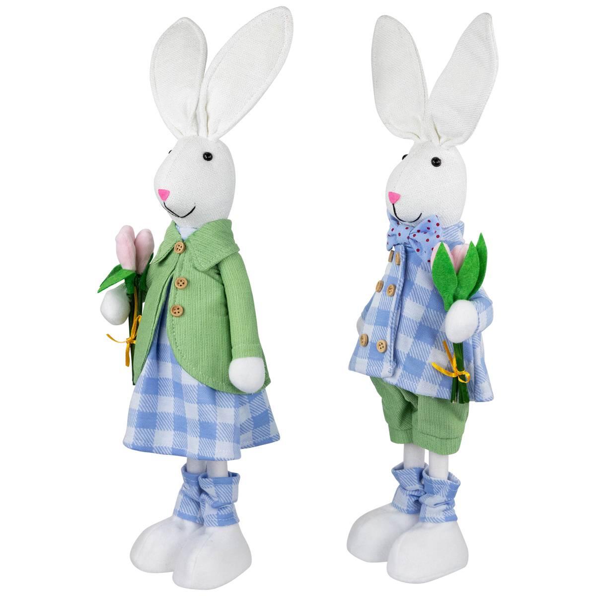 Northlight Seasonal Bunny Couple Easter Figurines - Set of 2