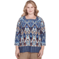 Plus Size Alfred Dunner Summer Solstice Ikat Diamond Blouse - image 1