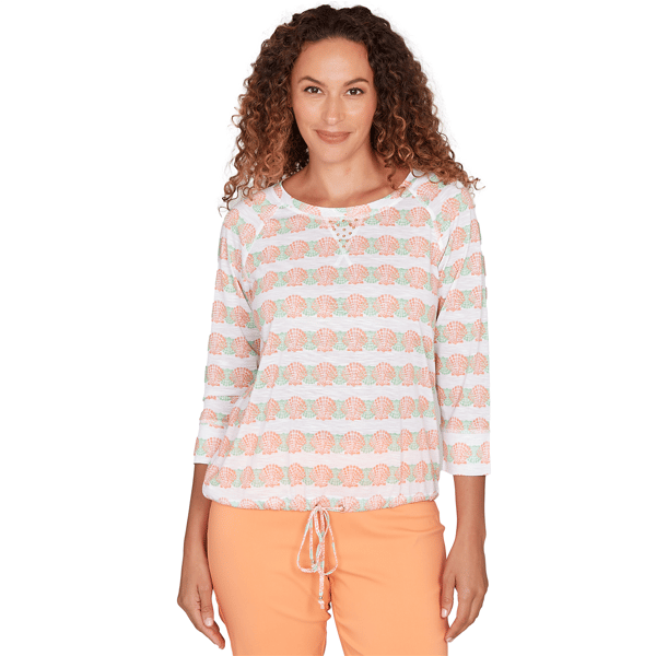 Womens Heart''s of Palm All Sun And Games Printed Poly Slub 3/4 S - image 