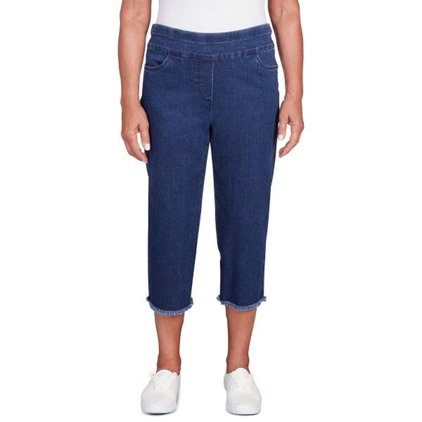 Womens Alfred Dunner Classics_S5 Denim Fringe Capri Pants - image 