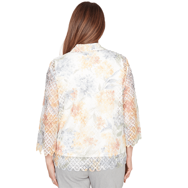 Womens Alfred Dunner Al Fresco Lace Floral Two In One Blouse