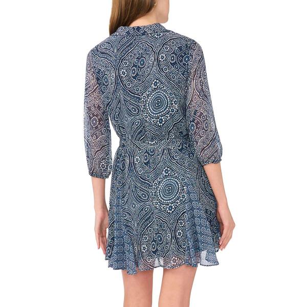 Womens MSK Long Sleeve Floral Medallion A-Line Dress
