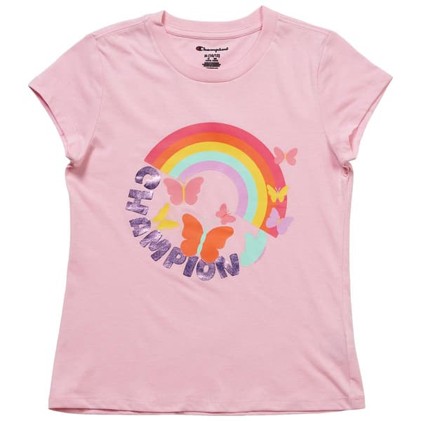 Girls (7-16) Champion(R) Rainbow/Butterfly Graphic Tee - image 