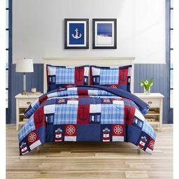 Home Retreat Nautical Patch Reversible Comforter Bedding Set