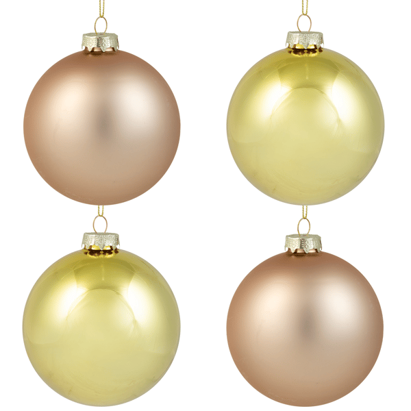 Northlight 4ct. Gold 2-Finish Christmas Ball Glass Ornaments