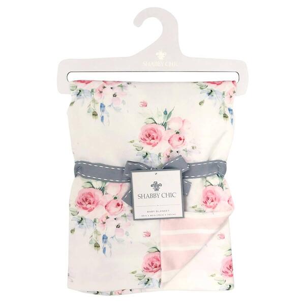 Shabby Chic Reversible Rose Mink on Stripe Mink Blanket - image 