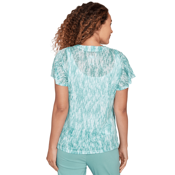 Womens Heart''s of Palm Fresh Start V Neck Flutter Sleeve Blouse