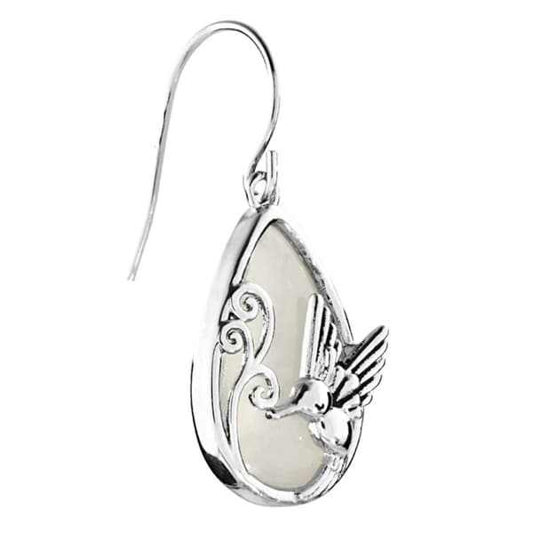 Athra Silver Plated & Opalite Glass Hummingbird Drop Earrings