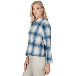 Petite Alfred Dunner Sunset Ridge Plaid Zip Front Jacket
