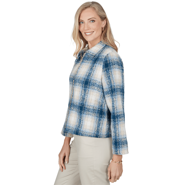Petite Alfred Dunner Sunset Ridge Plaid Zip Front Jacket