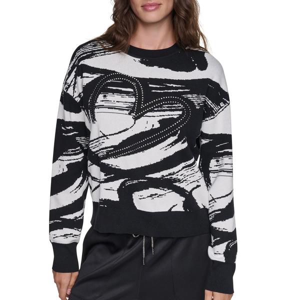 Womens DKNY Long Sleeve Studded Heart Brushstroke Sweater - image 