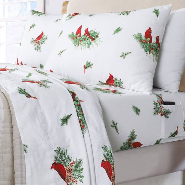 EnvioHome Durable Cotton Winter Flannel Cardinal Sheet Set