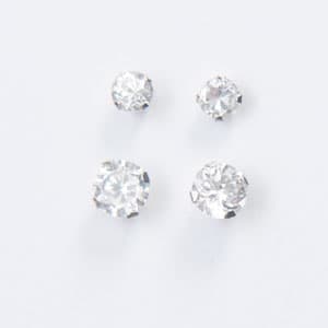 White Gold 3/4mm Round Cubic Zirconia Earring Set - image 