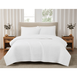 Brooklyn Loom Solid Cotton Percale 3pc. Quilt Set