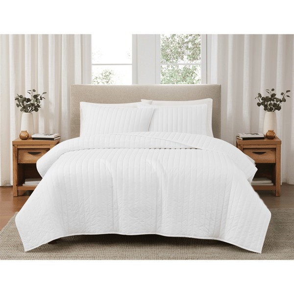 Brooklyn Loom Solid Cotton Percale 3pc. Quilt Set - image 