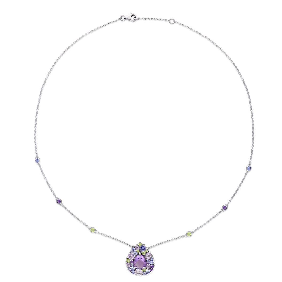 Sophia B Sterling Silver Multi-Gemstone Teardrop Pendant