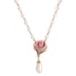 1928 Gold Tone Flower w/ Pearl Drop Necklace - image 1