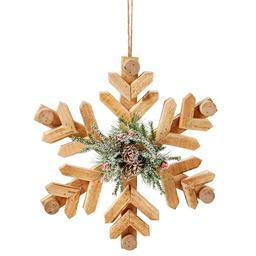 Snowflake Ornament with Greens/Pinecones/Berries