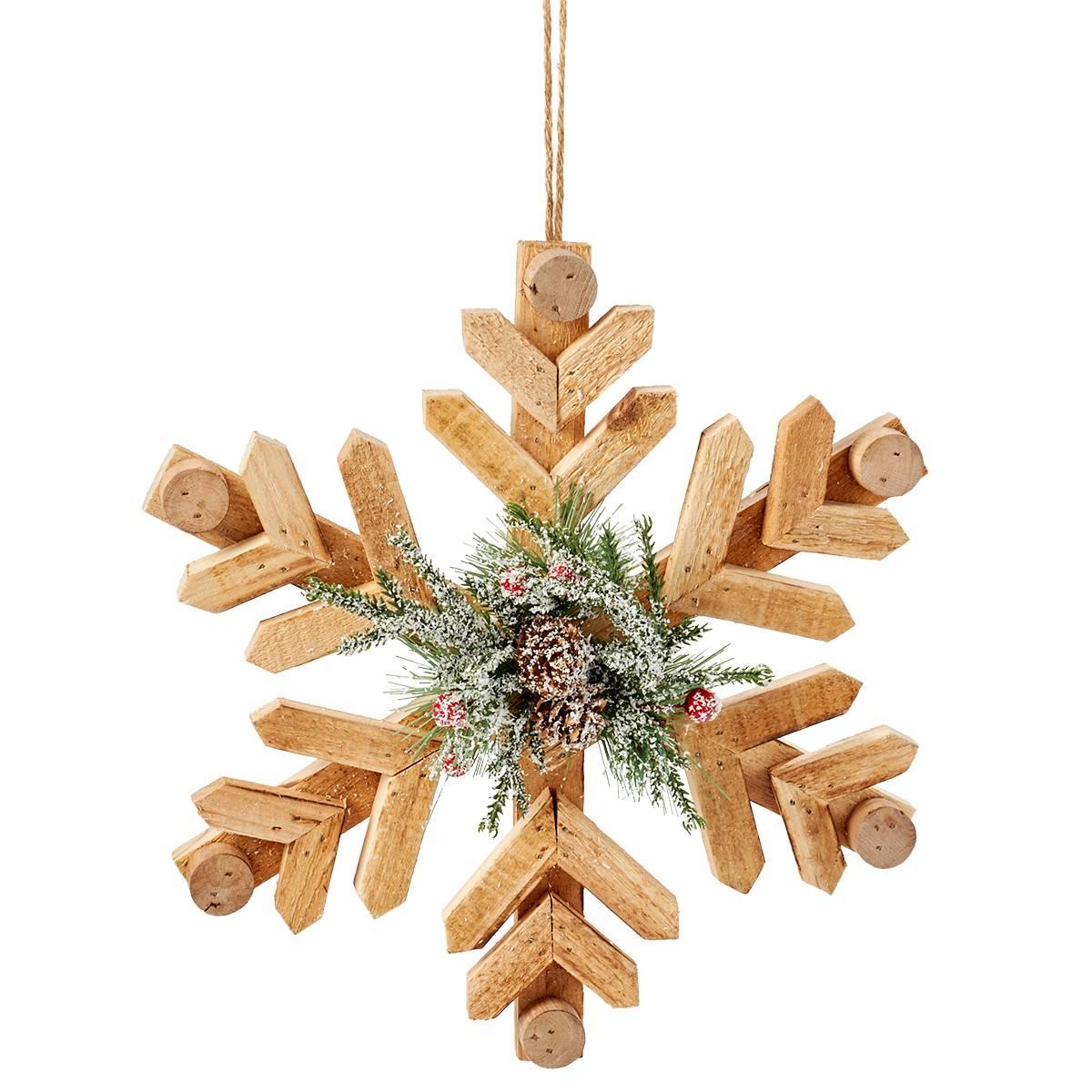 Snowflake Ornament with Greens/Pinecones/Berries