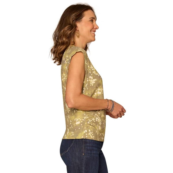Womens Democracy Cap Sleeve Side Ruch Abstract Blouse