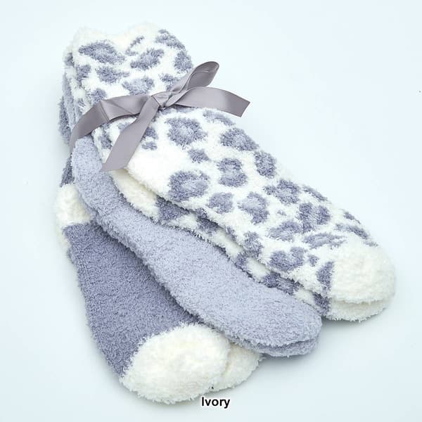 Womens Cuddl Duds&#174; 3pk. Cozy Leopard Crew Socks