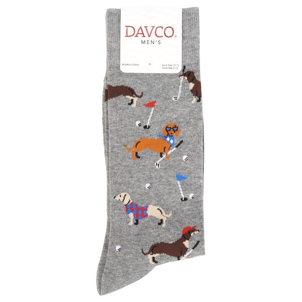 Mens Davco Golfing Dogs Crew Socks - image 